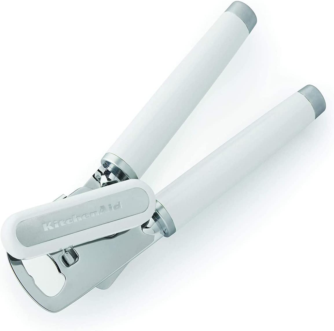 KitchenAid Classic Multifunction Can Opener and Bottle Opener Easy to Use, Razor Sharp Stainless Steel Cutting Wheel, Soft Ergonomic Handles, White