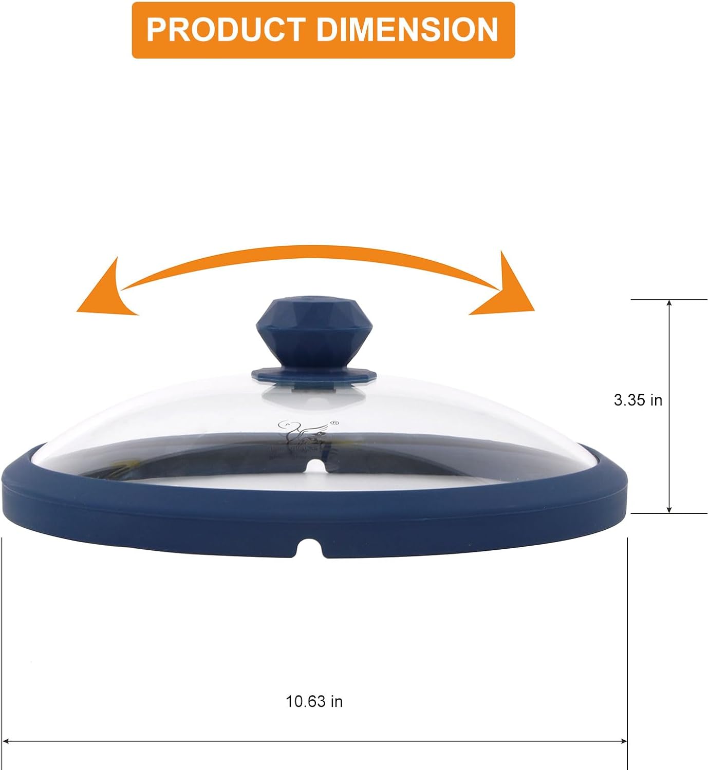 Glass Microwave Cover for Food 10.5 Inch Microwave Splatter Cover With Easy Grip Diamond Shape Handle Microwave Cover Glass Guard Lid Vented Edge Plate Cover for Heating Food (Dark Blue)