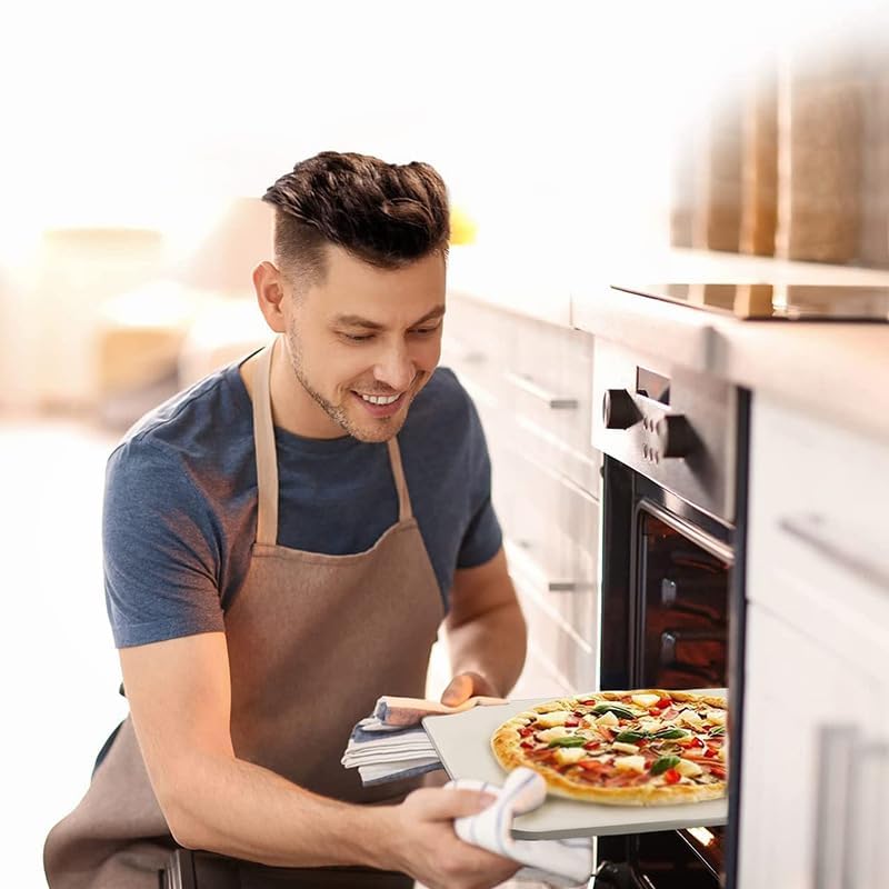 2 Pack Pizza Stone,Rectangle Heavy Duty Cordierite Pizza Pan for Oven and Grill,15 x 12"Baking Stone for Pizza,Bread and BBQ