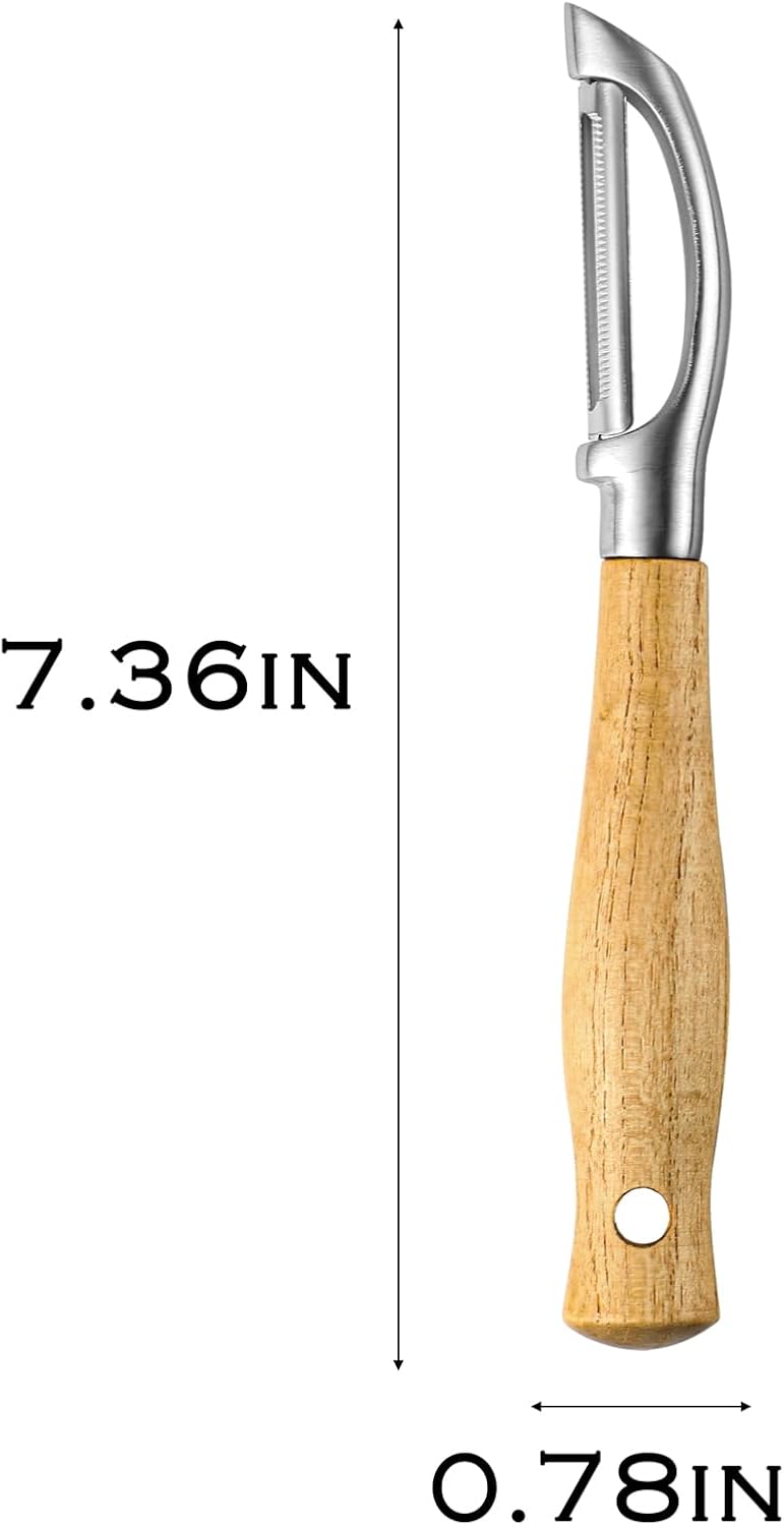 Potato Peeler Stainless Steel Vegetable Peeler,I-Shaped Wooden Handle Peeler,Carrot Apple Veggie Peeler for Home kitchen