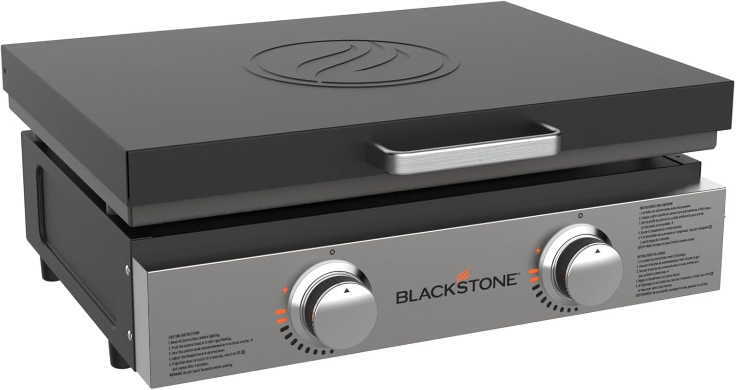 Blackstone 1666 22” Omnivore Original Tabletop Griddle with Hard Cover, Powder Coated Steel, Black