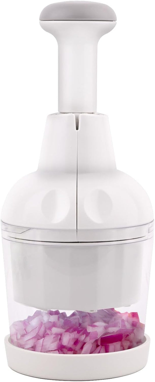 Vegetable Chopper, Food Chopper Manual Hand, Onion, Salad, Garlic, Nut & Veggie Cutter, Dishwasher Safe, White