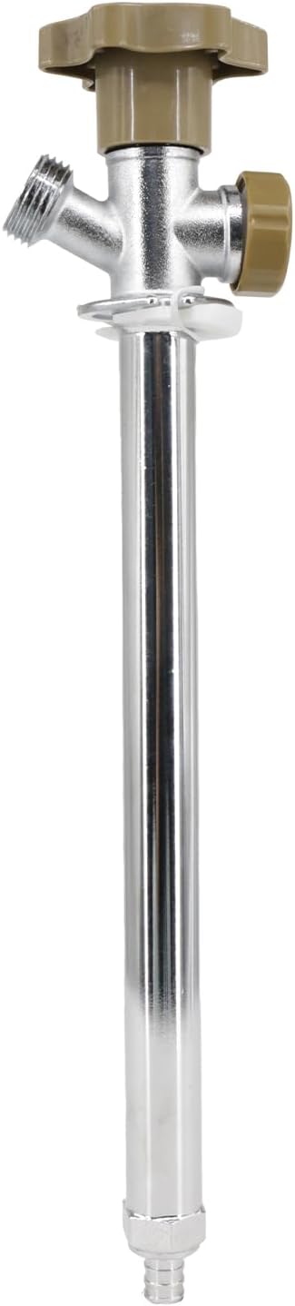 10-inch Anti-Siphon Frost Free Sillcock, Quater Turn 3/4-Inch Hose Bibb x 1/2-Inch PEX End,No Lead Brass Valve Frost Proof Outdoor Faucet Spigot