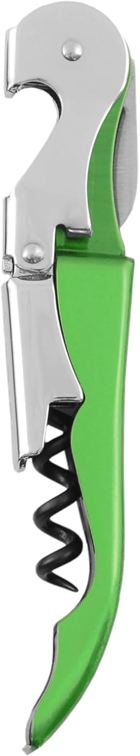 True Brands TrueTap Double Hinged Waiters Corkscrew, Top-notch Stainless Steel Opener with Foil Cutter Built to Last Wine Key Lime Green, Set of 1