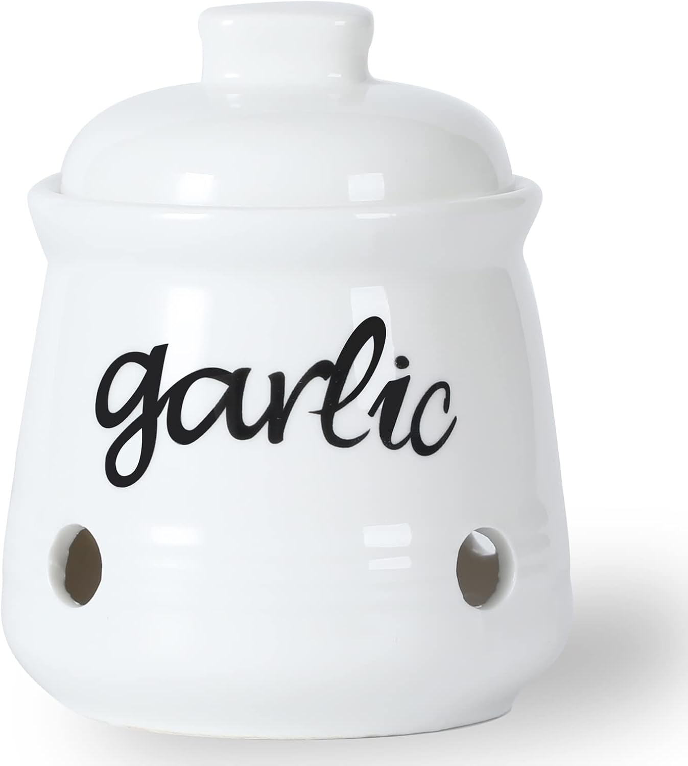 Garlic Keeper with Lid, Ceramic Mini Garlic Saver Container for Countertop, Farmhouse Kitchen Decor