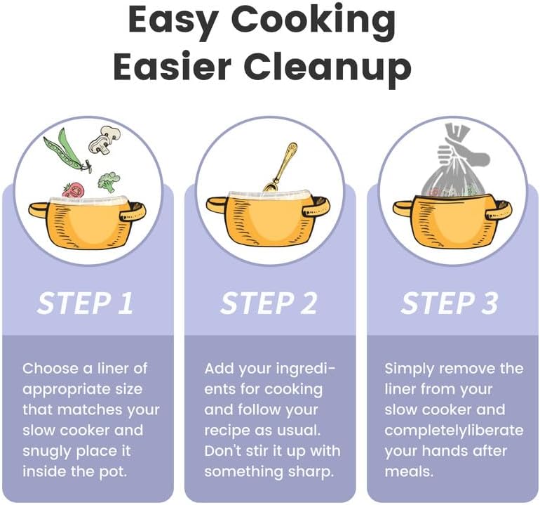 KOOC Slow Cooker Liners 8"x11" 10 Count Mini Size Disposable Pot Liners Cooking Bags Fit 0.65 qt to 1.25 qt Pot BPA Free Fresh Locking Seal Design