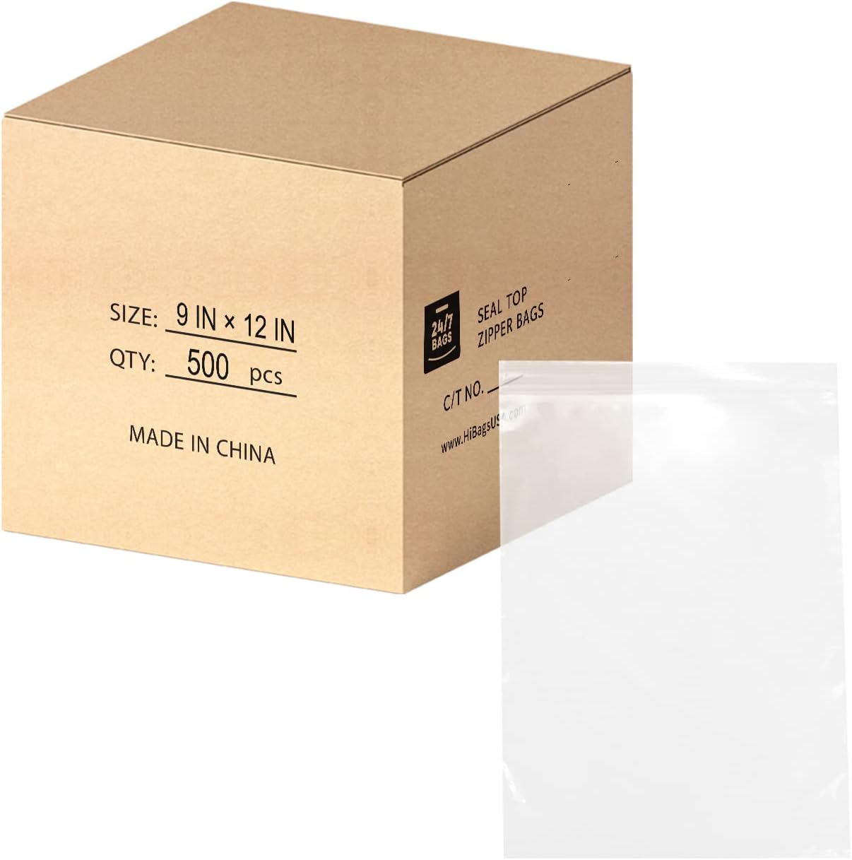 9" X 12" (500 Bags) 2 Mil Clear Reclosable Zip Plastic Poly Bags with Resealable Lock Seal Zipper