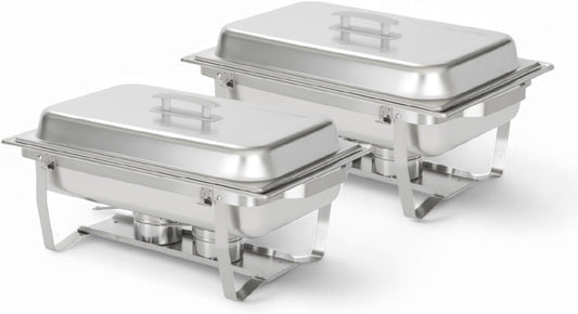 70012-Gray 2 Pack 8QT Chafing Dish High Grade Stainless Steel Chafer Complete Set, 8 Qt, Alpine Gray Handle