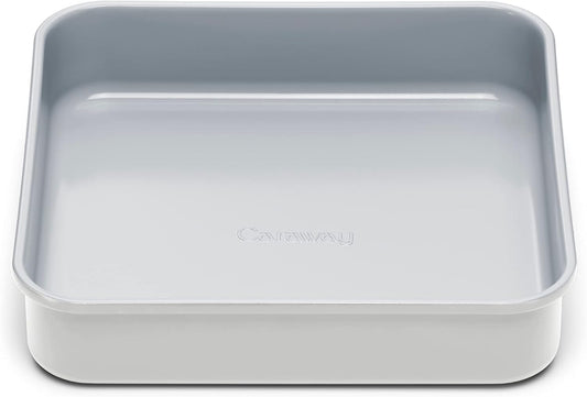 Caraway Non-Stick Ceramic 9” Square Pan - Naturally Slick Ceramic Coating - Non-Toxic, PTFE & PFOA Free - Perfect for Brownies, Lemon Bars, Cakes, & More - Gray