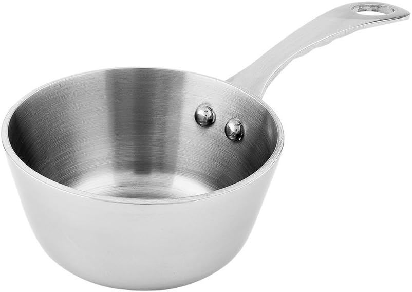 Restaurantware 7 Inch x 3.4 Inch Small Saucepan 1 Round Small Pot For Cooking - With Handle Stain Resistant Silver Stainless Steel Kitchen Saucepan Dishwasher Safe For Sauces Creams Or Dips