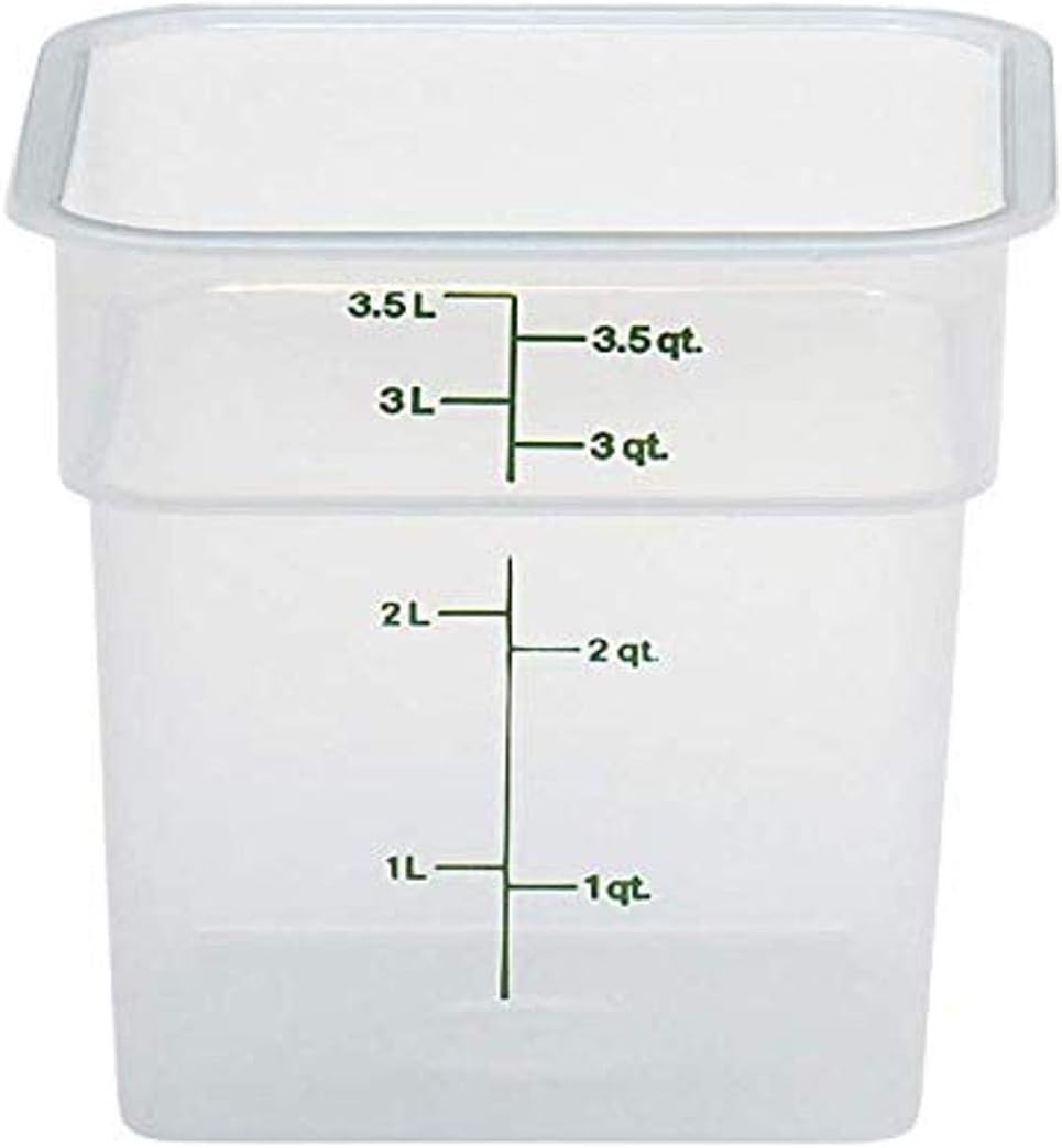 Cambro Food Storage Container (6 Pack) - Classic Series Square - 4 QT (Quart) - Commercial Grade for Food Prep (Translucent)