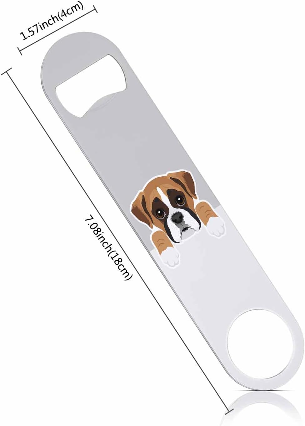 Boxer Dog Stainless Steel Bottle Opener Brown Puppy Cute Face Head Paw Flat Beer Bottle Opener Keychain for Home Kitchen Bar Restaurant Party Birthday Gift