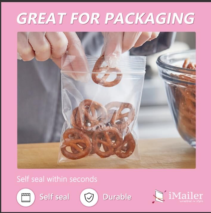 iMailer - 200 Pcs- 4" x 6" Clear Small Zip Bag - Reclosable Zip Plastic Poly Bags 2 Mil with Resealable Lock Seal Zipper for Photo, Jewelry, Bakery, Treats, Party Favors