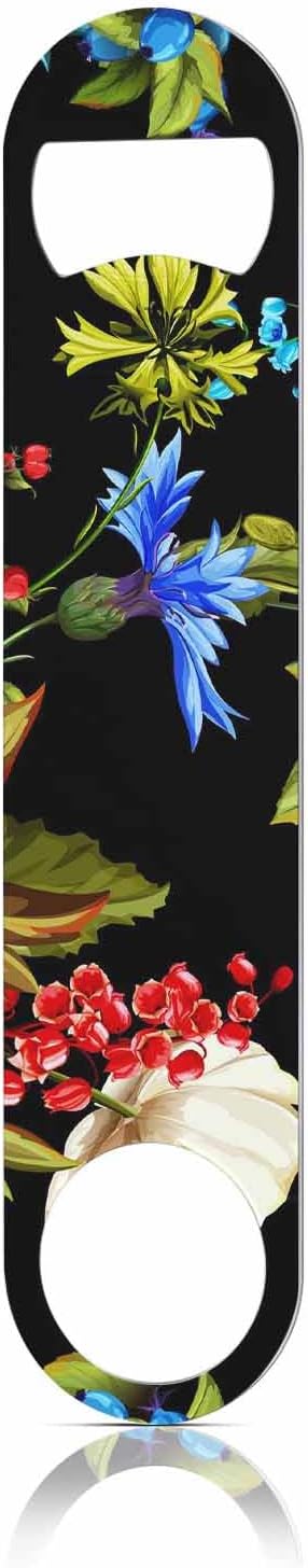 Flowers Stainless Steel Bottle Opener Poppy Wild Roses Cornflower with Leaves Watercolor Floral Romantic Flat Beer Bottle Opener Keychain for Home Kitchen Bar Restaurant Party Birthday Gift