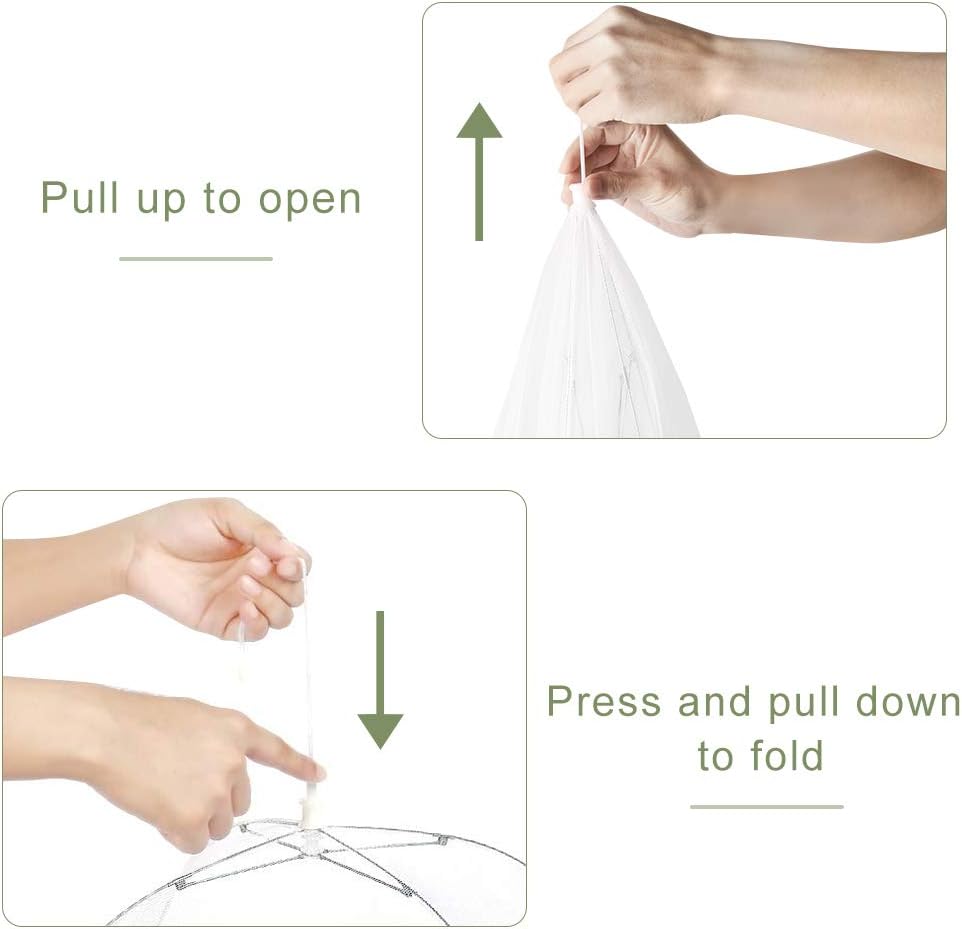 Onarway 3 Pack Food Covers 12 Inch Pop-Up Encrypted Mesh Plate Serving Tents, Fine Net Screen Umbrella for Outdoors, Parties, Picnics, BBQs, Reusable and Collapsible