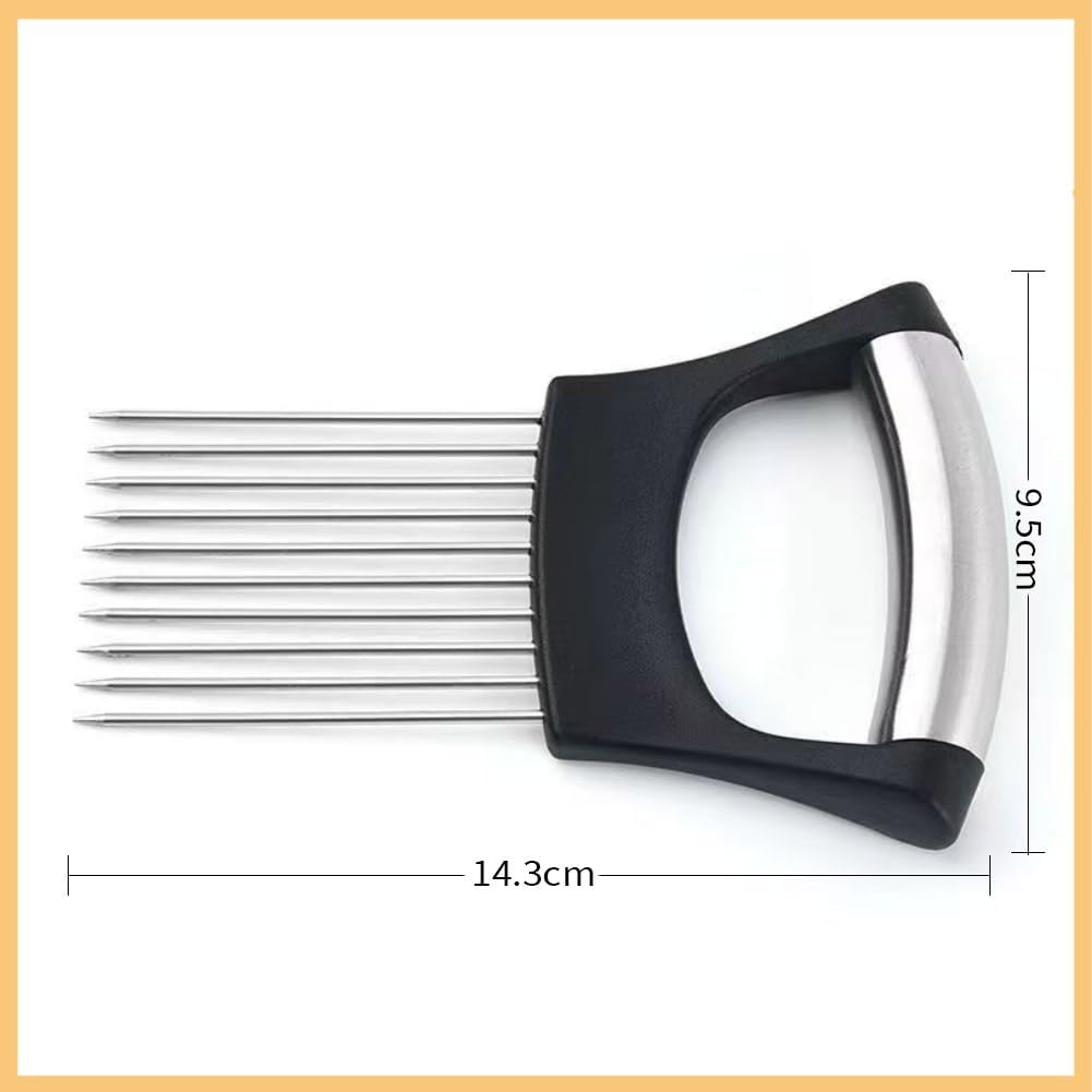 Onion Holder for Slicing, Stainless Steel Onion Slicer and Chopper, Lemon Slicer Vegetable Cutter Kitchen Tool, Food Slicing Assistant for Meat, Tomato, Potato, Lemon (2 Pack)