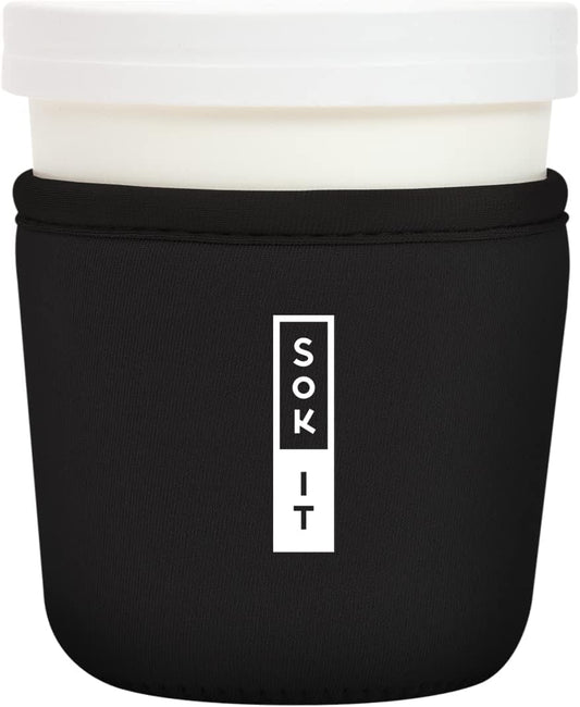 Sok It IceCreamSok Insulated Neoprene Cover (Black, Tapered Ice Cream Pints)