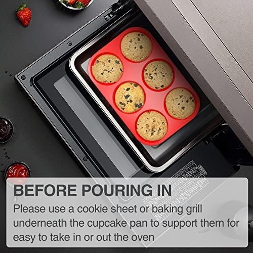 2 Pack Silicone Muffin Top Pans for Baking 4inch Jumbo Size, Prefect Non-stick for Baking Egg Muffin, Cookie, Hamburger Bun,Muffin Top and More, Food Grade and BPA Free