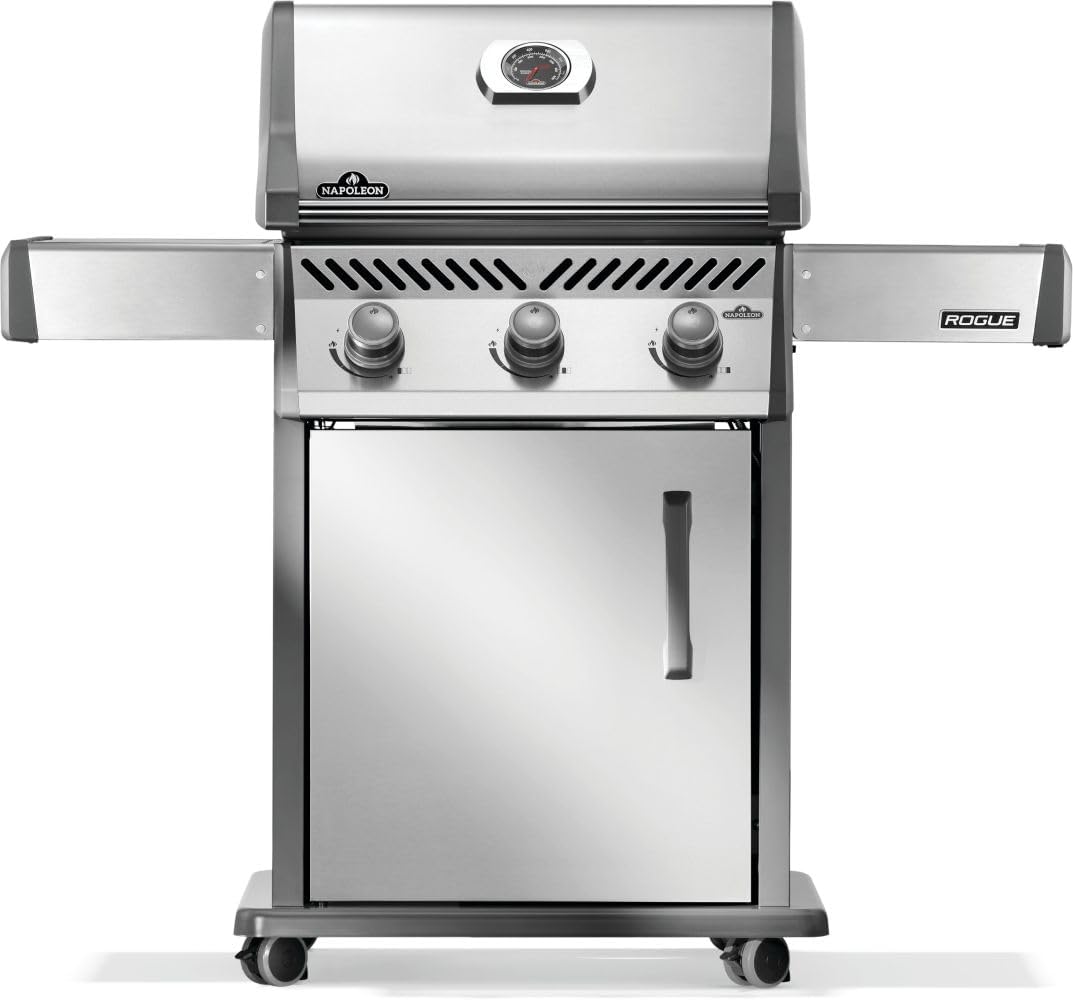 Napoleon Rogue 425 Natural Gas Grill, Stainless Steel, Durable 3-Burner Gas BBQ