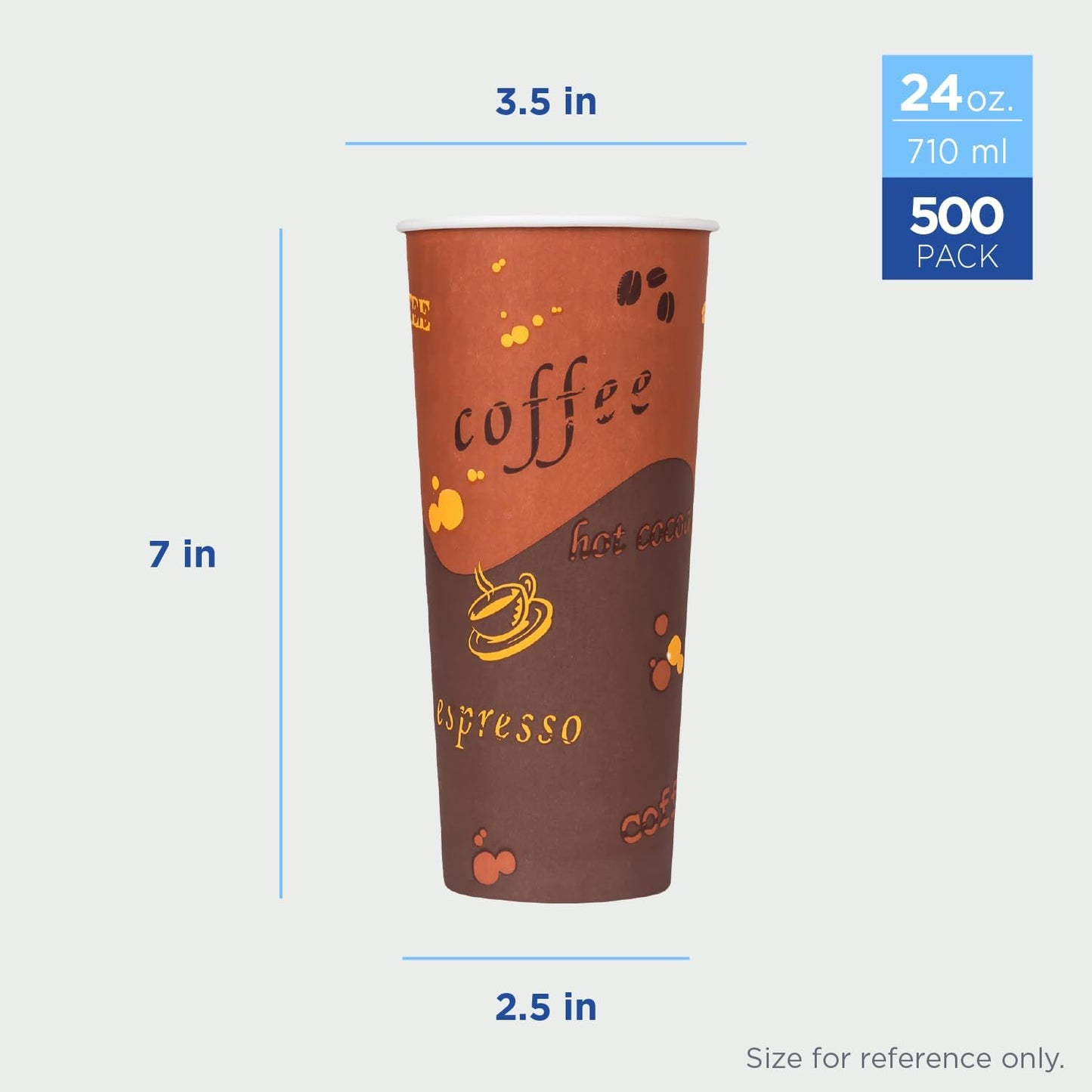 Karat 24 oz Paper Hot Coffee Cups [500 ct] Disposable, Leak-Resistant Double Poly-Lined Cups for Hot Beverages, 90mm (C-K524)