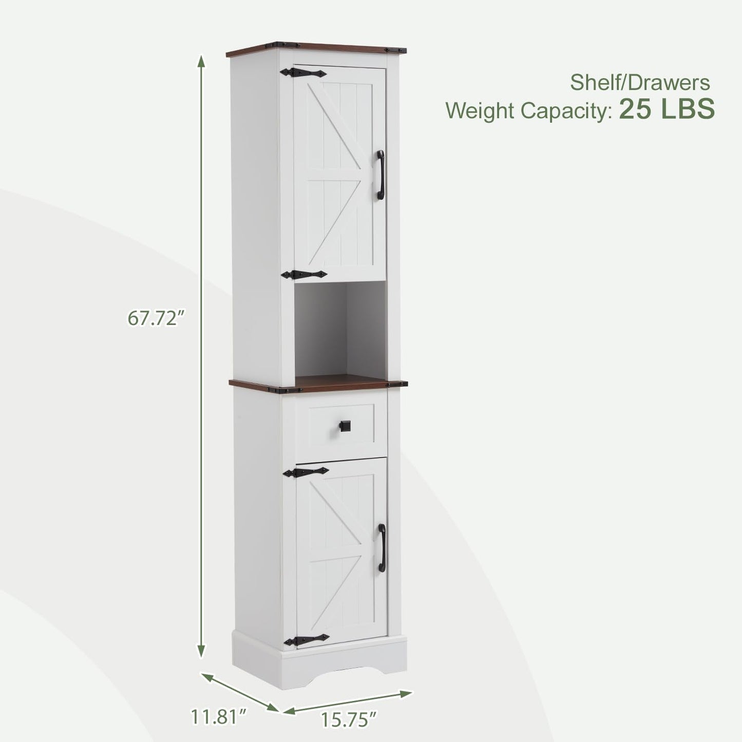 JOMEED Tall Bathroom Storage Cabinet, 68" Farmhouse Linen Tower with Adjustable Shelves & Drawer, Rustic Narrow Storage Cabinet for Bathroom