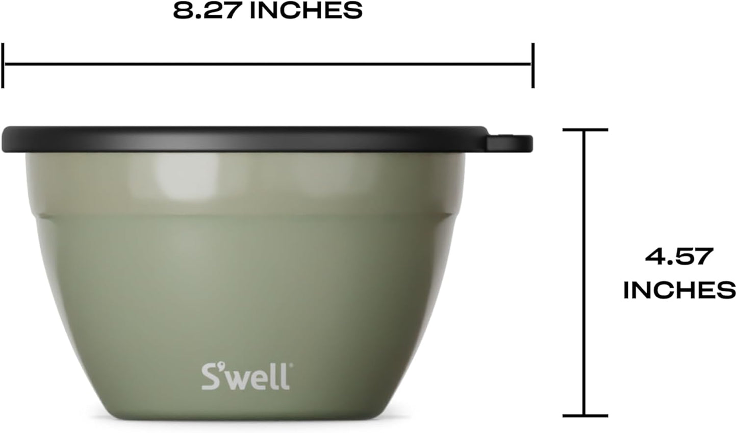 S'well Stainless Steel Salad Bowl Kit 64oz, Mountain Sage, Comes with 2oz Mini Canister and Removable Tray for Organization, Leakproof, Easy to Clean, Dishwasher Safe