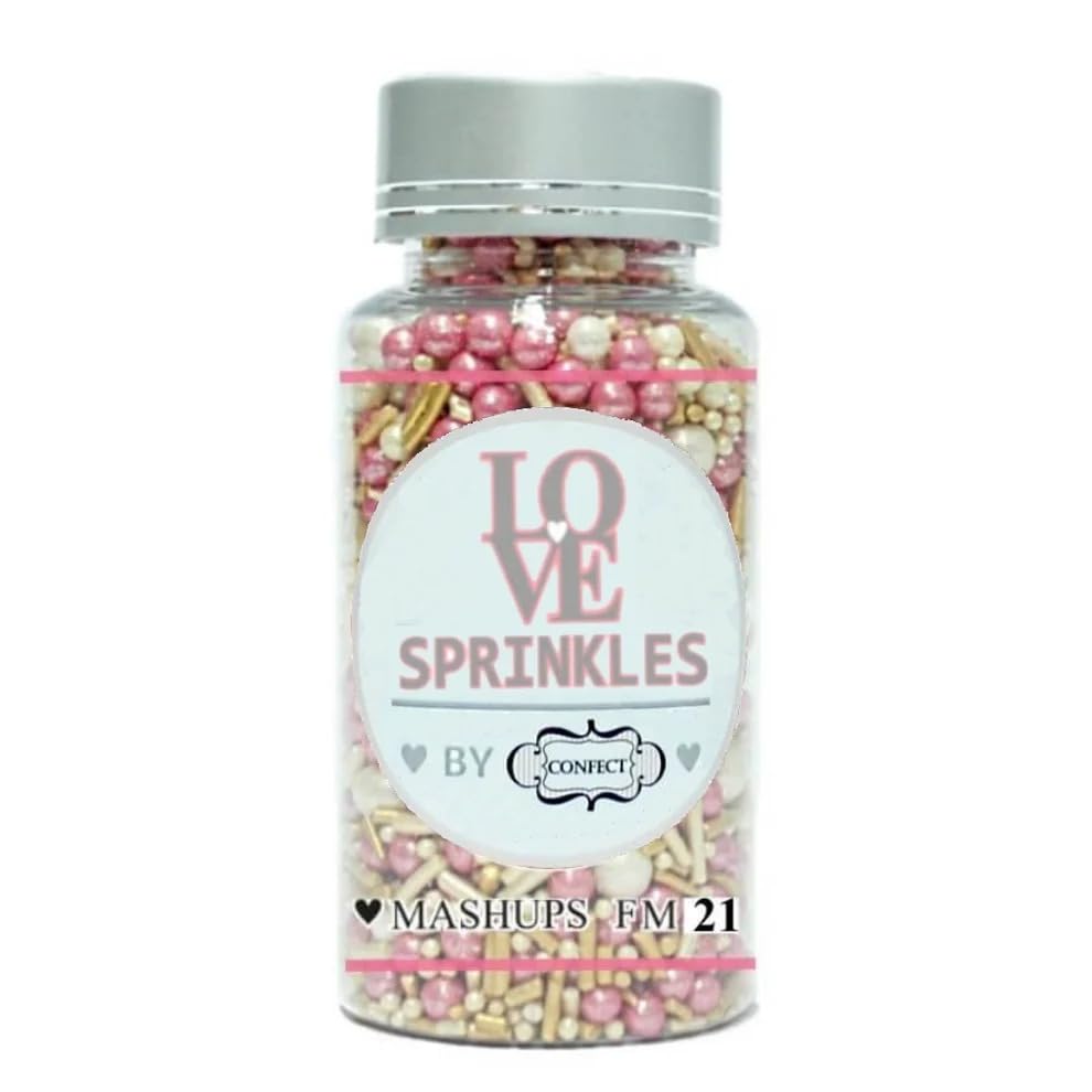 Confect Fusion Mashup Sprinkles – Pink & White Pearl Sprinkle Mix for Cake & Cupcake Decorating – Edible Baking Topping Balls - Vegan, Gluten-Free, Nut-Free, Soy-Free, Dairy-Free, Palm Oil-Free – 4.2 Oz