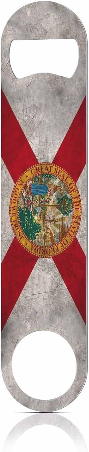 Florida State Flag Stainless Steel Bottle Opener Dirty Florida 3D Waving Flag Flat Beer Bottle Opener Keychain for Home Kitchen Bar Restaurant Party Birthday Gift