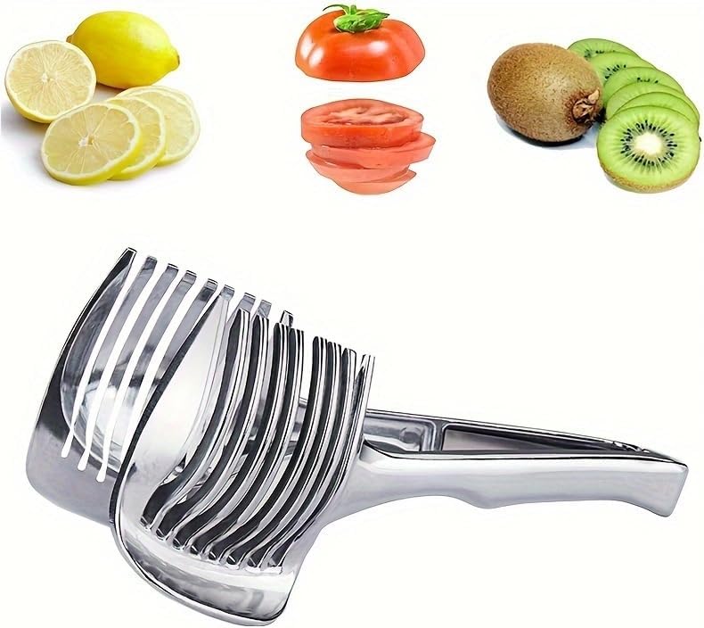 Lemons Holder for Slicing –Aluminum alloy Tomato Slicer Tool for Home Use, Multi-Purpose Vegetable Holder for Onion，Potatoes, Tomatoes & Slicing