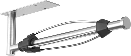 VAEHOLD Self Adhesive Paper Towel Holder Under Cabinet Mount, Wall Mounted Paper Towel Roll Holder with Damping Effect for Kitchen, Bathroom, Wall - SUS304 Stainless Steel (Brushed Silver)