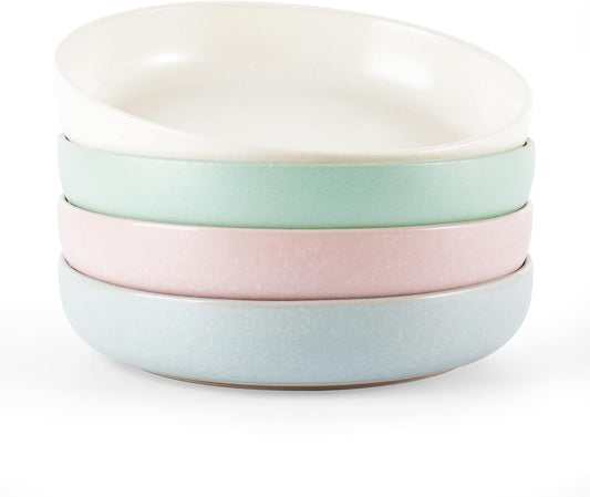 famiware Milkyway Pasta Bowls Set of 4, 8.5" Large Salad Bowls, Double Reactive Glaze, Sturdy & Stackable, Ideal for Housewarming, Festivals, Matte Multi-color