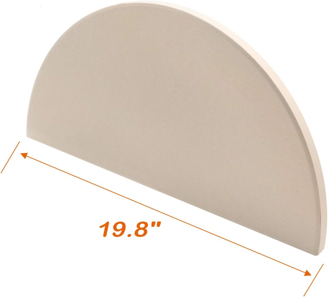 BBQ Future 19.8 Inch Half-Moon Ceramic Heat Deflector Plates for Kamado Joe Big Joe I, II & III, 2-Pack, White