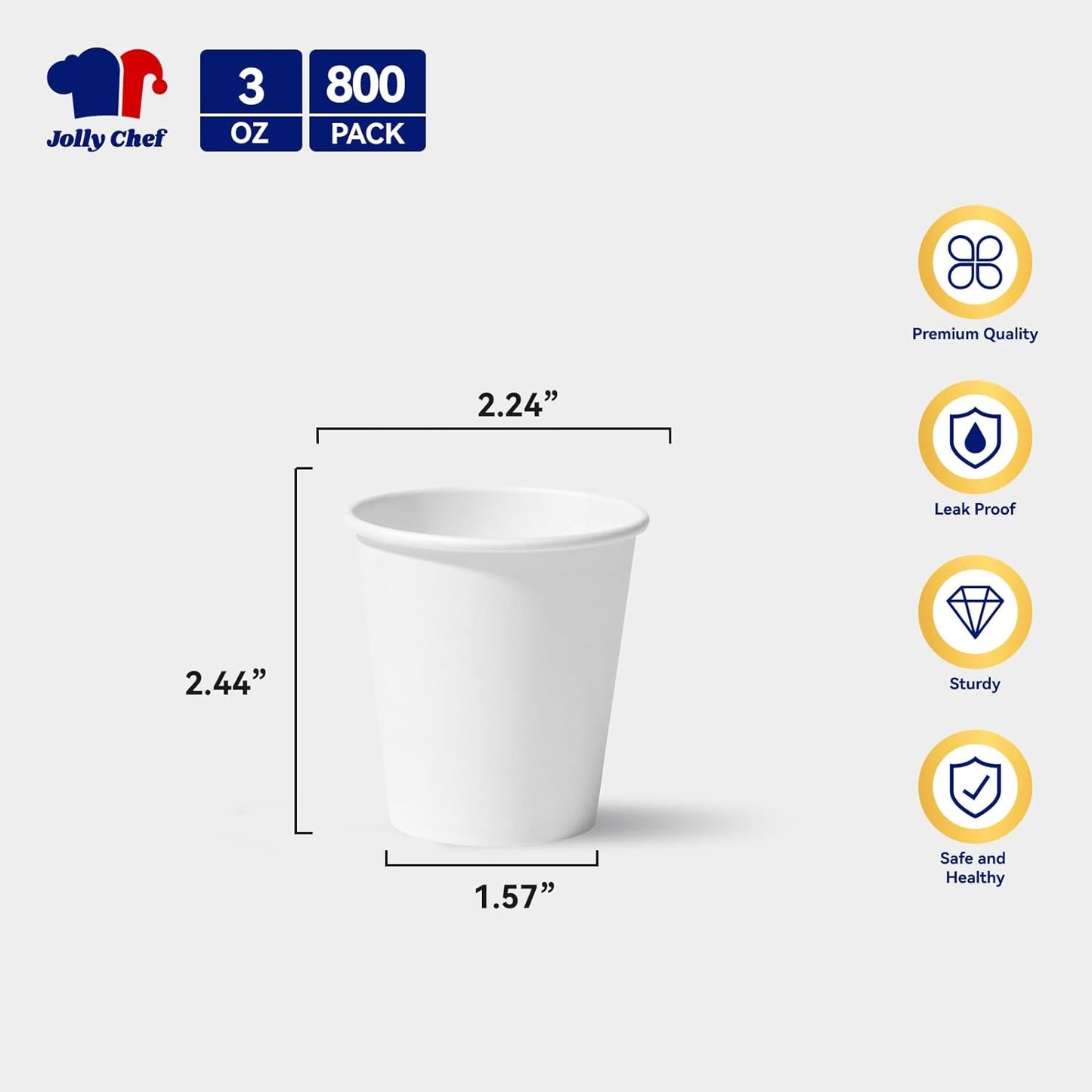 JOLLY CHEF 800 Pack Disposable Bathroom Cups 3 oz, Small Mouthwash Paper Cups for Party, Picnic, BBQ