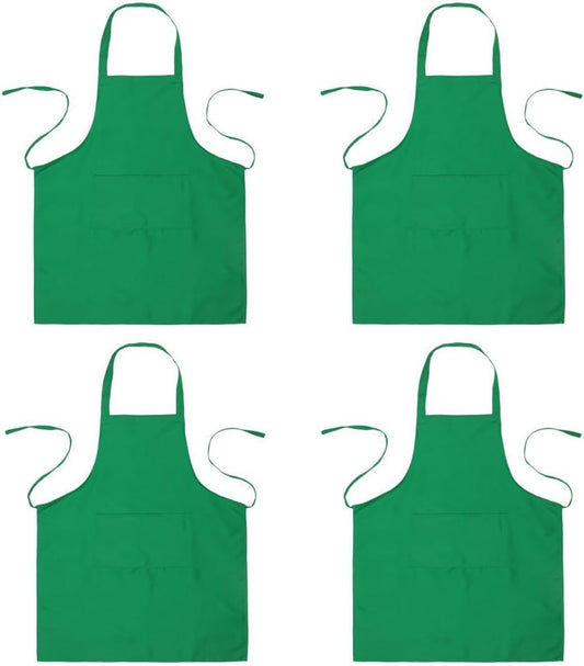 Bringsine 4 Pack Bib Chef Apron - Unisex Aprons with 2 Pockets,Machine Washable Aprons for Men and Women,Kitchen Resistant Cooking BBQ Bulk(Gray)