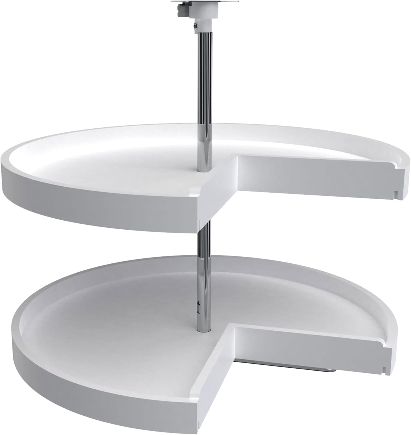 Rev-A-Shelf 2 Tier Pie-Cut Lazy Susan for Corner Base Cabinets, Plastic, 28" Double Shelf Swivel Kitchen Spice and Can Organizer, White, 6942-28-11-52