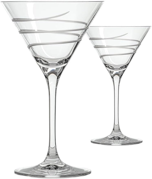 Rolf Glass Twist Martini Cocktail Glass | Set of 2 10oz Glasses | Lead-Free Glass | Engraved Martini Glasses | Proudly Made in the USA