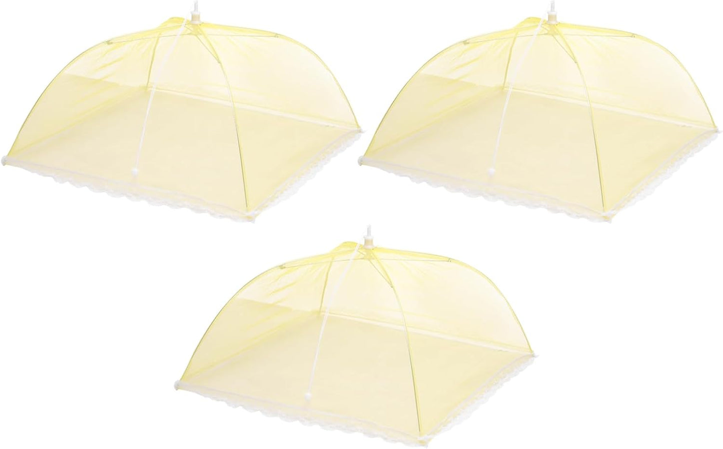 uxcell 3 Pcs Large and Tall Food Covers 17" Mesh Food Covers for Outdoors Collapsible Food Protector Covers Tent for Parties Outdoor Picnics BBQs, Yellow