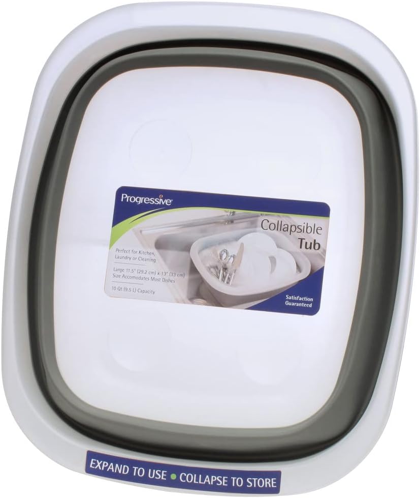 PrepWorks Collapsible Tub - Space-Saving, Foldable Utility Tub for Washing, Soaking, and Storage in Kitchen or Outdoors
