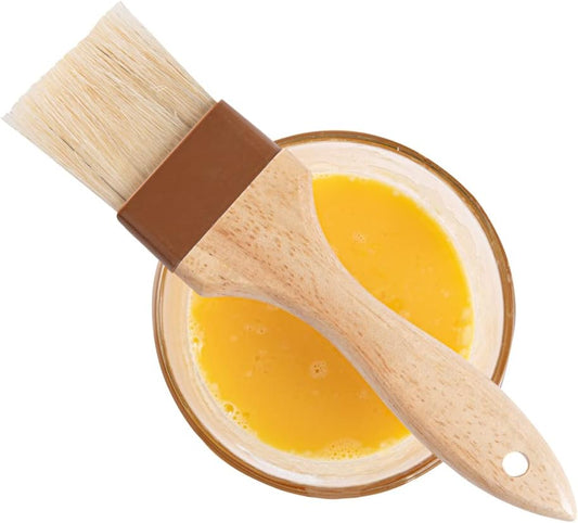 Restaurantware Pastry Tek 2 inch Wide Buttering Brush 1 Boar Bristle Pastry Brush - Hardwood Handle Built-In Hanging Hole Wood Basting Brush Sturdy Ferrule For Glazing And Basting