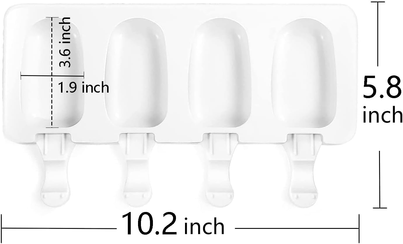 2 Larger Cakesicle Molds Silicone with 100 Wooden Sticks & 100 Parcel Bags, Silicone Popsicles Molds, Cake Pop Mold, Ice Pop Mold 4 Cavities DIY Ice Cream Mold