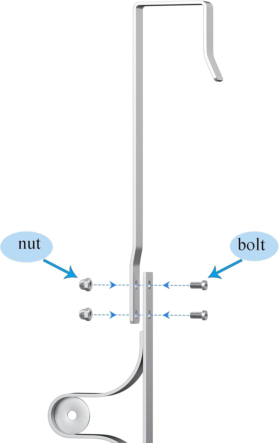 Over The Door Towel Rack, Over Door Towel Rack for Bathroom Door, Triple Towel Storage Holder with Hooks (Silver Gray, 17.32" L)