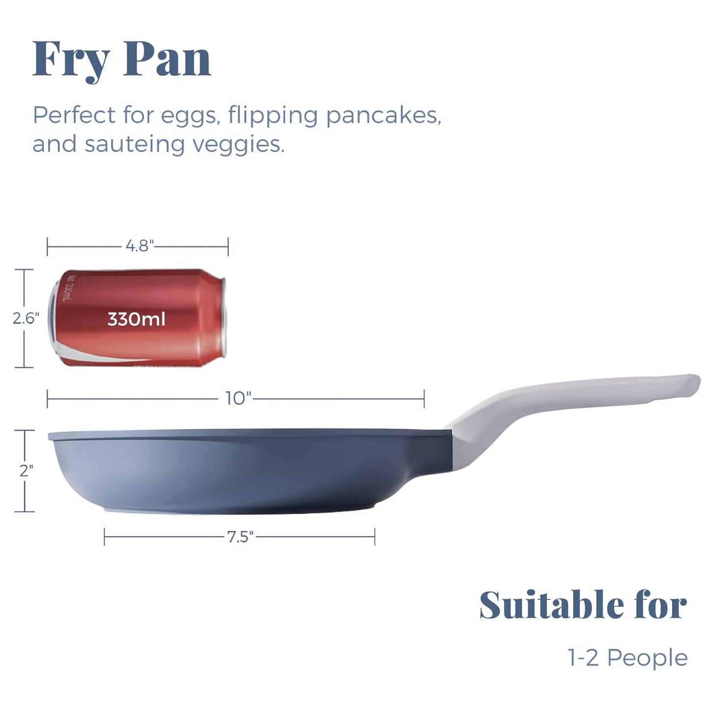 Nonstick Ceramic Frying Pan, 8/10/12 Inch Non Toxic Skillet, Healthy Egg & Omelet & Chef's Pan, PTFE PFOA & PFAS Free, Induction Compatible (10-Inch, Gray)