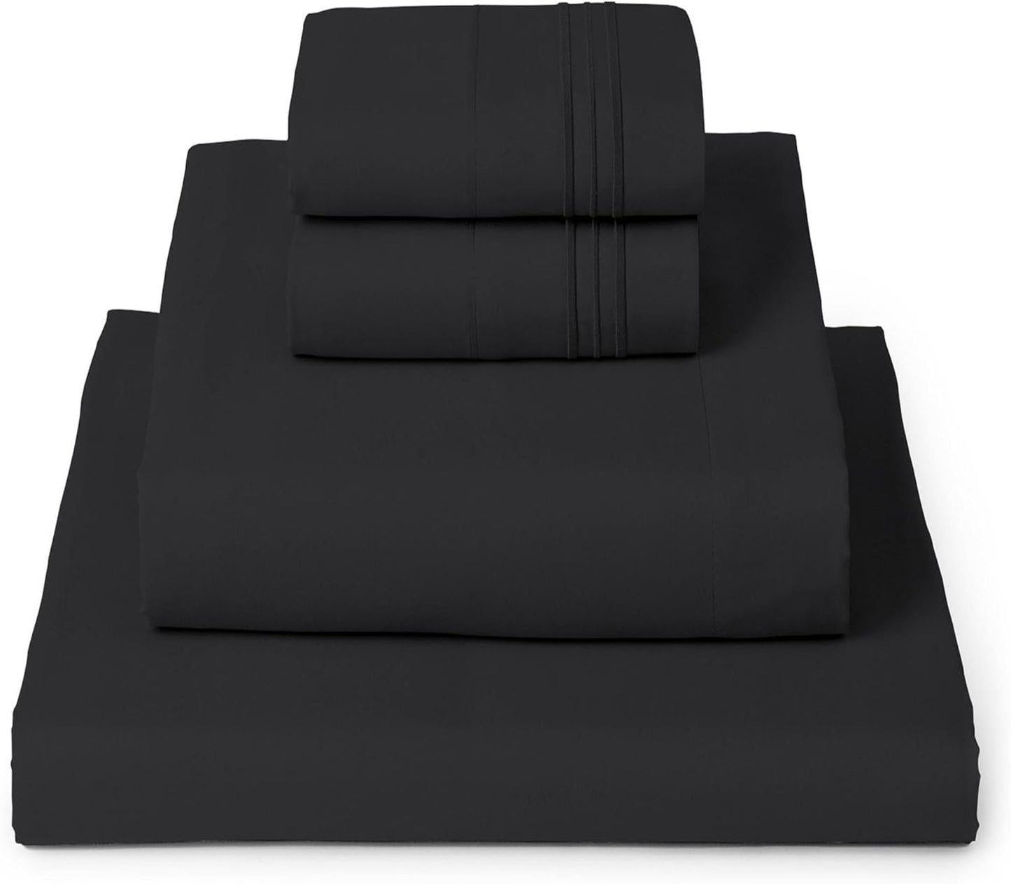 Mellanni King Sheets Set - 4 PC Iconic Collection Bedding - Hotel Luxury, Extra Soft, Cooling Bed Sheets - Wrinkle, Fade, Stain Resistant (King, Black)