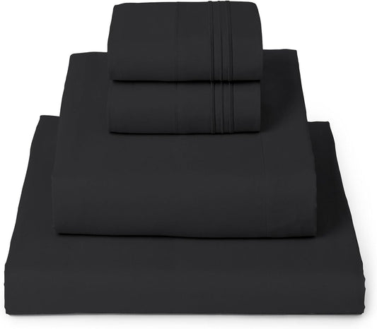 Mellanni King Sheets Set - 4 PC Iconic Collection Bedding - Hotel Luxury, Extra Soft, Cooling Bed Sheets - Wrinkle, Fade, Stain Resistant (King, Black)