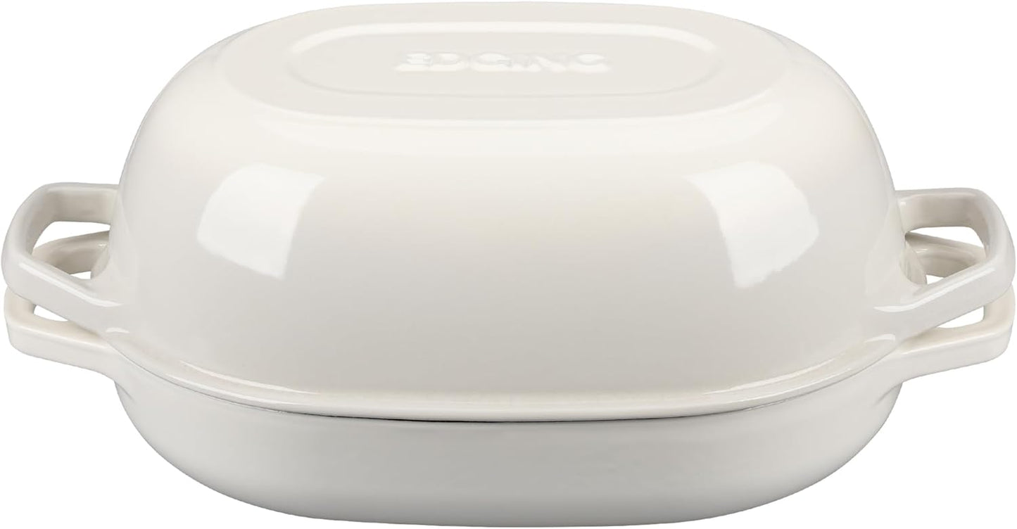 Enameled Cast Iron Dutch Oven Pot with Lid, Oval Dutch Oven for Bread Baking, Bread Oven for Homemade Sourdough Bread Baking, 7qt, White