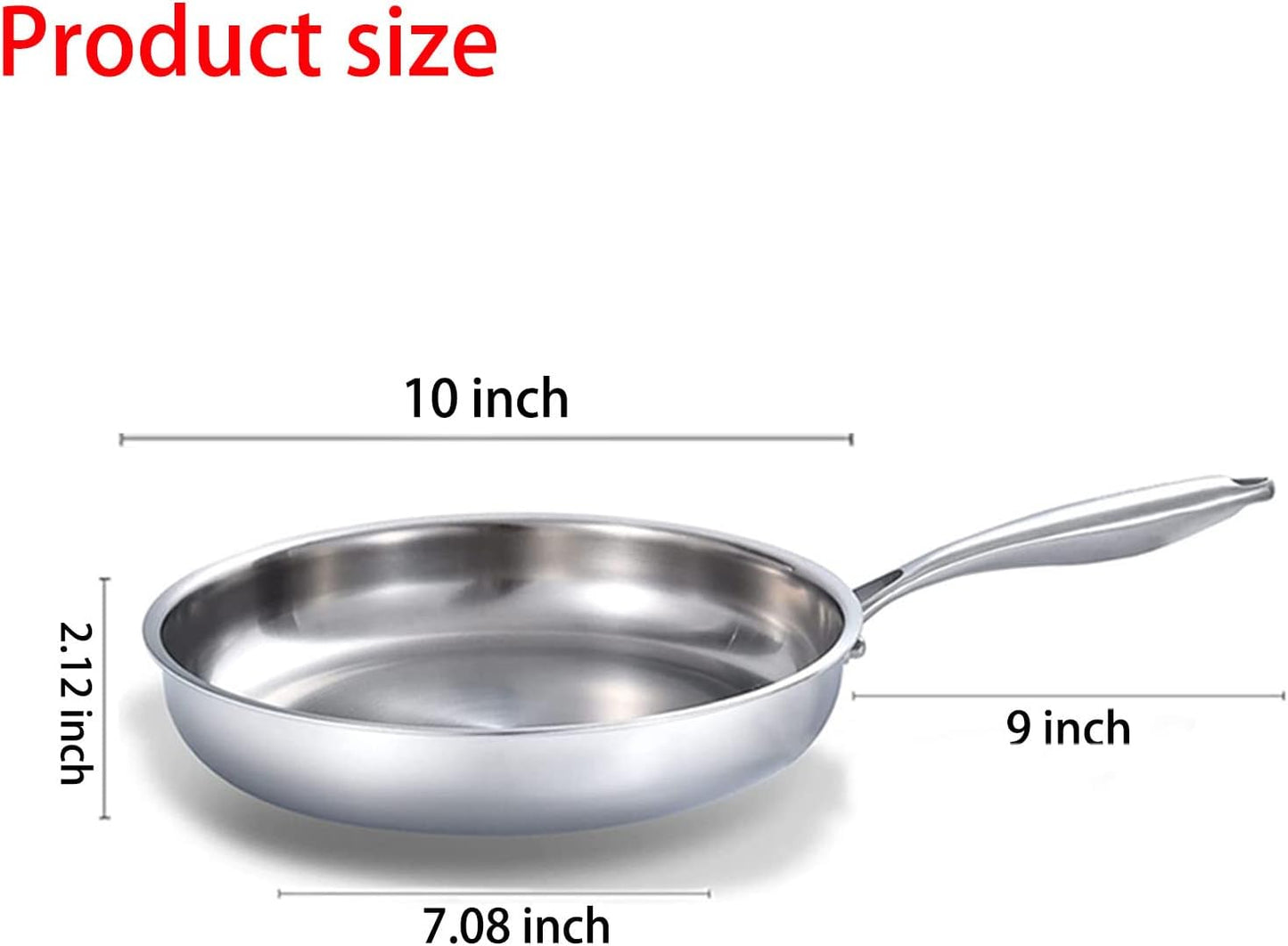 DELARLO Tri-Ply Stainless Steel Skillet, 9 inch Frying Pan, All Stove Compatible Up to 600℉, Fast Even Heat, Steak Pan, Heavy Duty Omelette Pan, Kitchen Small Egg Frying Pan 9in