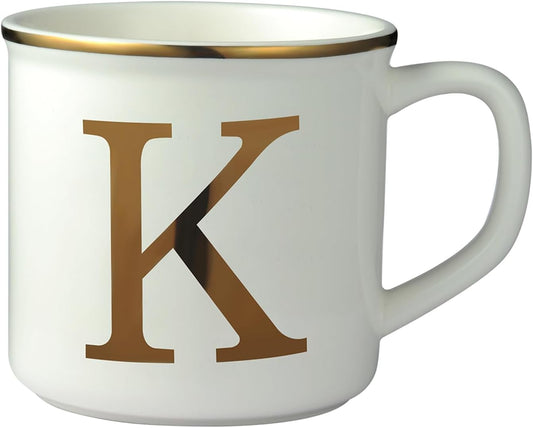 Miicol Ceramic Coffee Mug 16 oz, Monogram Coffee Cup, Golden Initial Tea Mug, Personalized Tea Cup, Unique Gift, Large Mug for Home, Office, Letter K