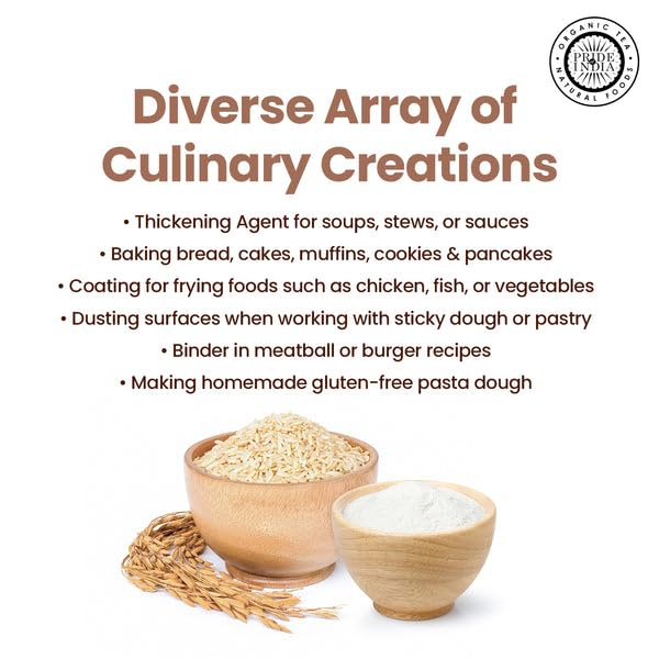 Pride of India - PACK of 6 - Brown Rice Flour 1 lbs (454 gm) Slightly Nutty Earthy Taste Milled in Small Batches- Used for Cooking Baking Coating Thickening Cakes Soups Noodles Dumplings Pastries