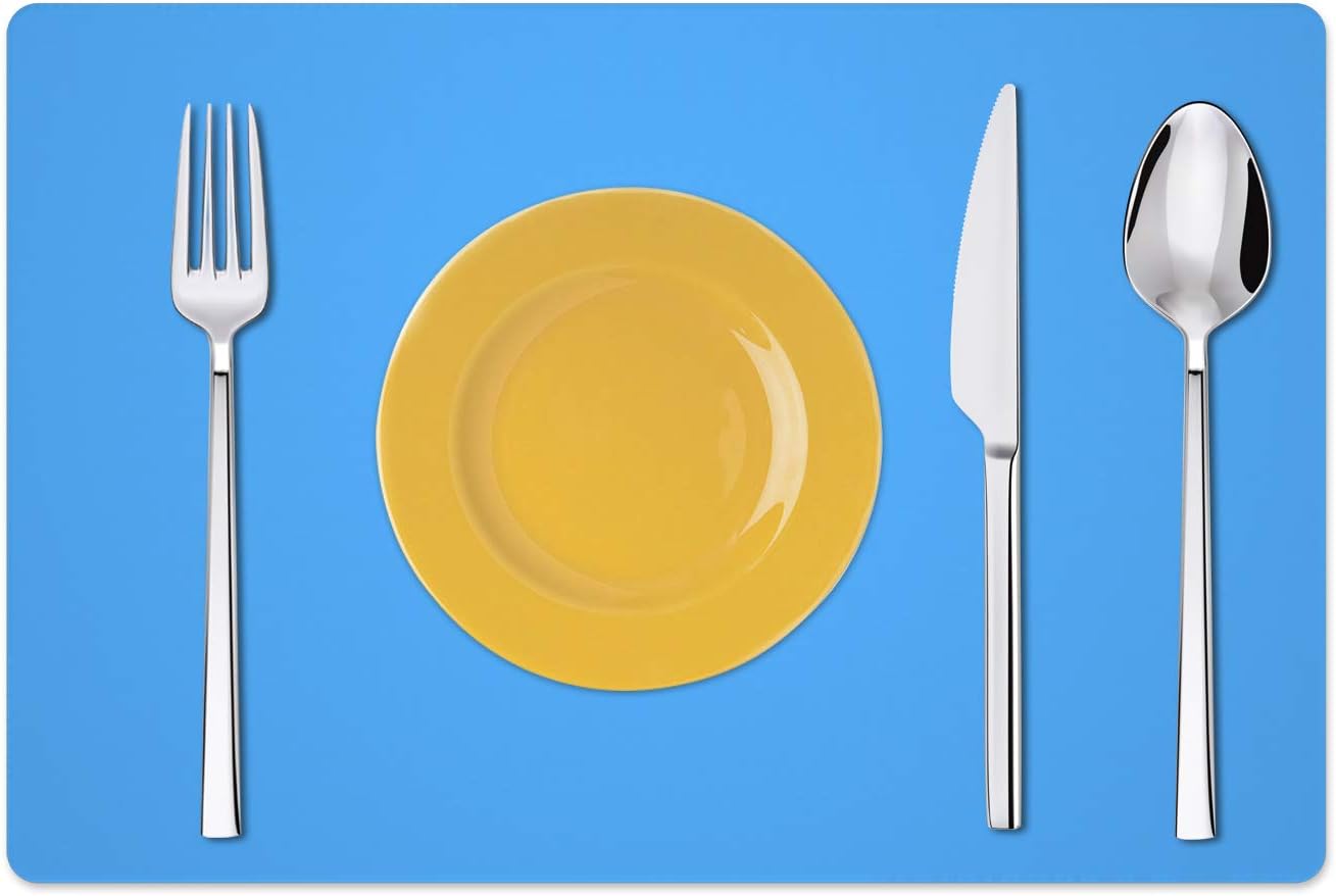 Silicone Placemats, Food-Grade Non-Slip Waterproof, Dining, Stain Resistant, Countertop Protector, Kitchen Counter Mat, Heat Resistant, Baking mat Dishwasher Safe (23.6"×15.7"-1pack, Blue)