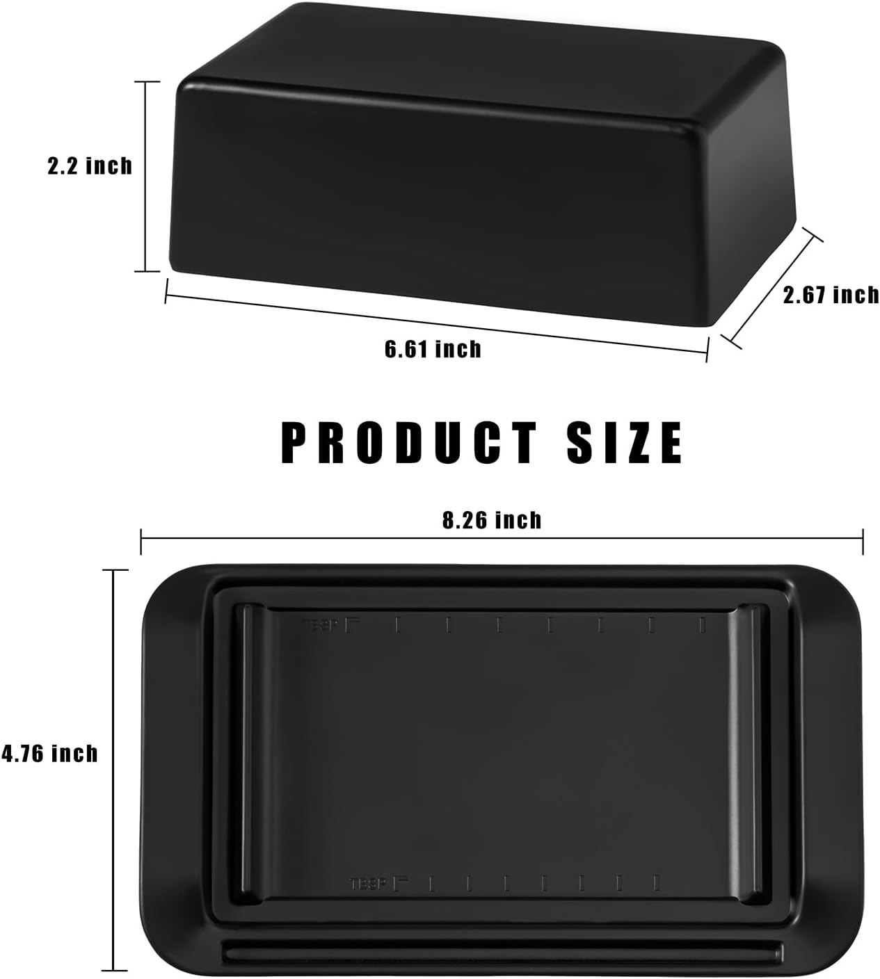 Butter Dish with Lid, Large Butter Dish with Lid for Countertop Built-in Knife Slot Butter Keeper for Kitchen or Fridge, Bamboo Fiber Butter Tray, Butter Holder for 2 Sticks(Black, Large)